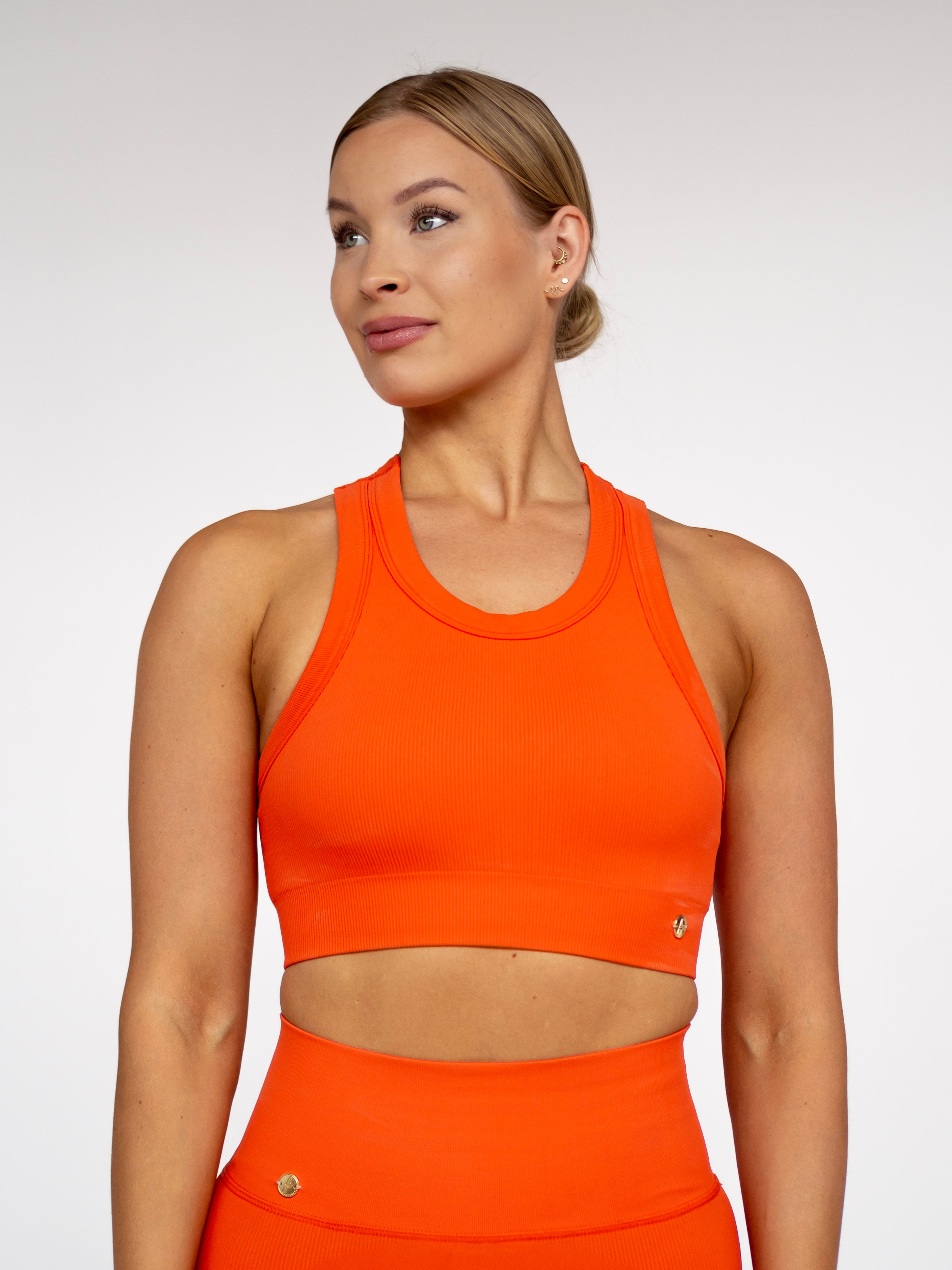 Everyday Ribbed Top - Coral Flame