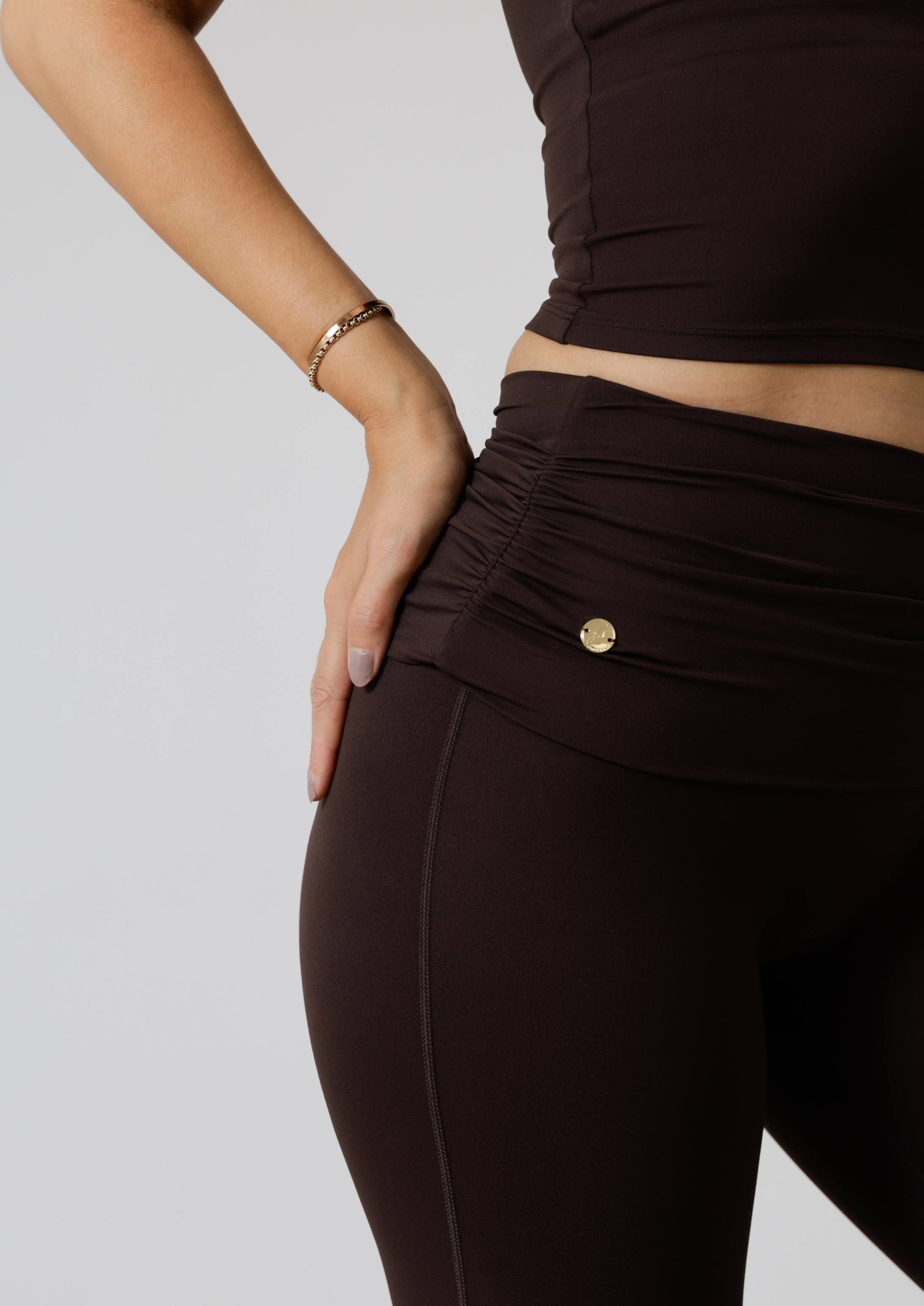 Core Foldover Flare Tights - Dark Brown