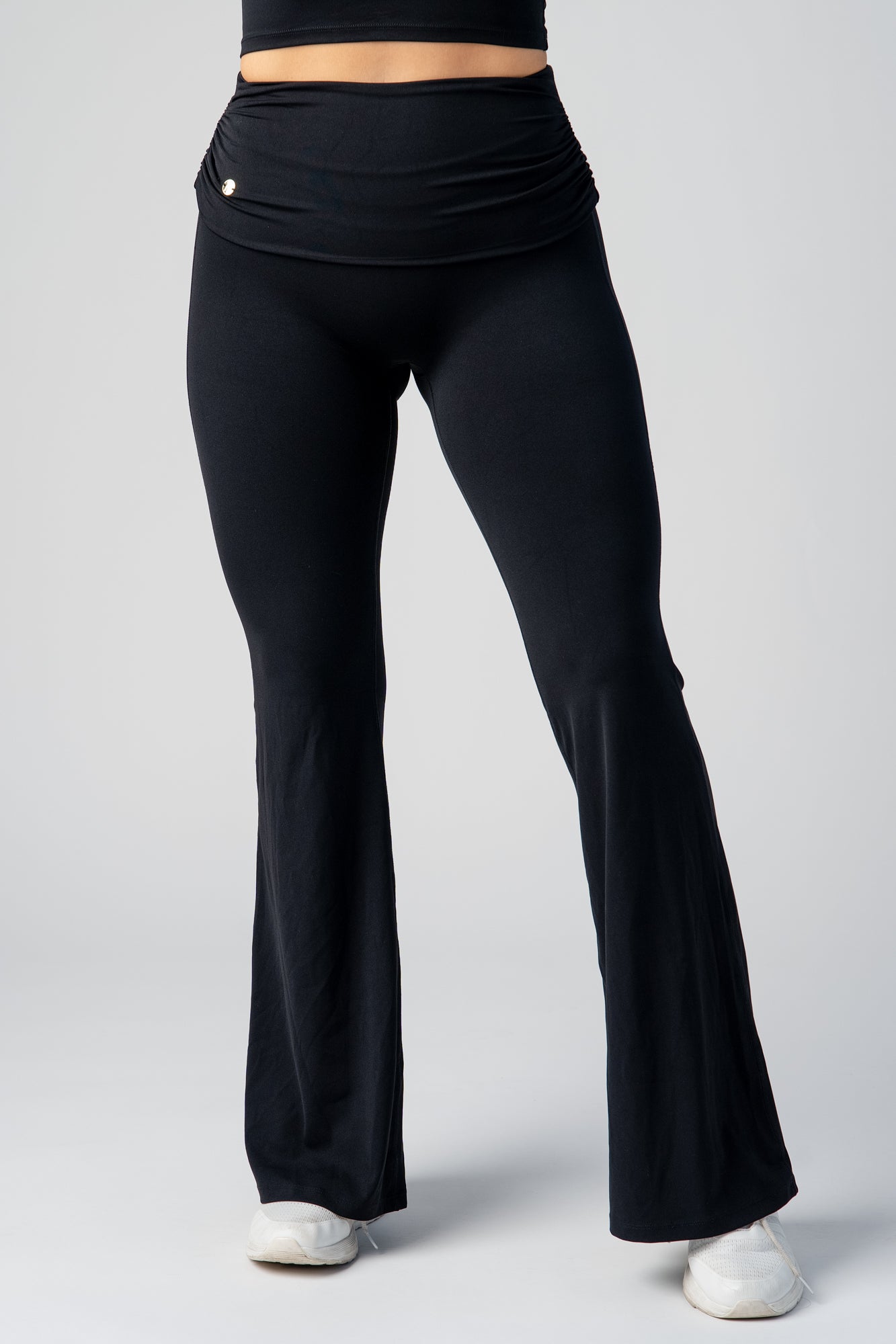 Core Foldover Flare Tights - Deep Black
