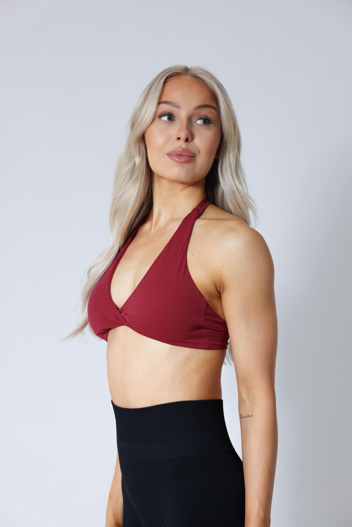 Halterneck Twist Bra - Cherry