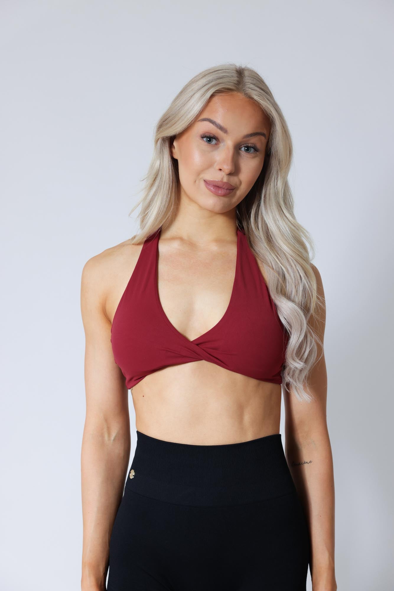 Halterneck Twist Bra - Cherry