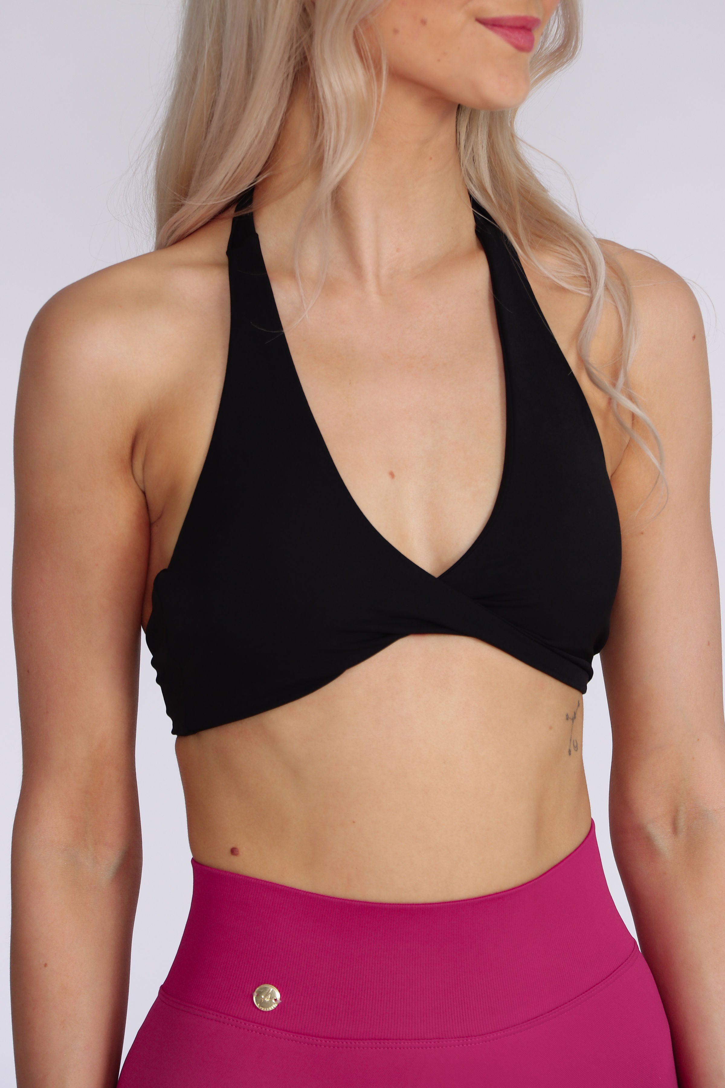 Halterneck Twist Bra - Black