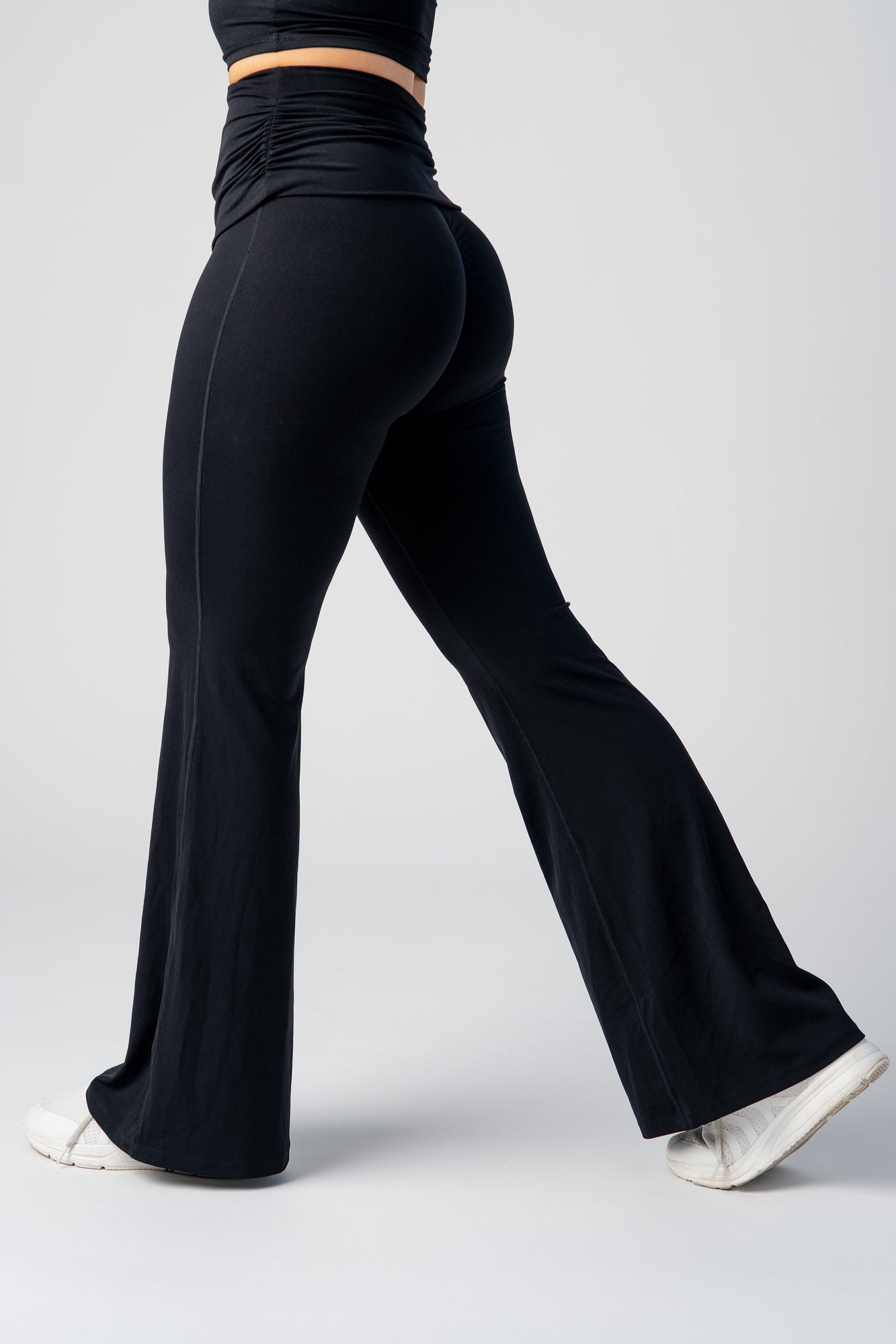 Core Foldover Flare Tights - Deep Black