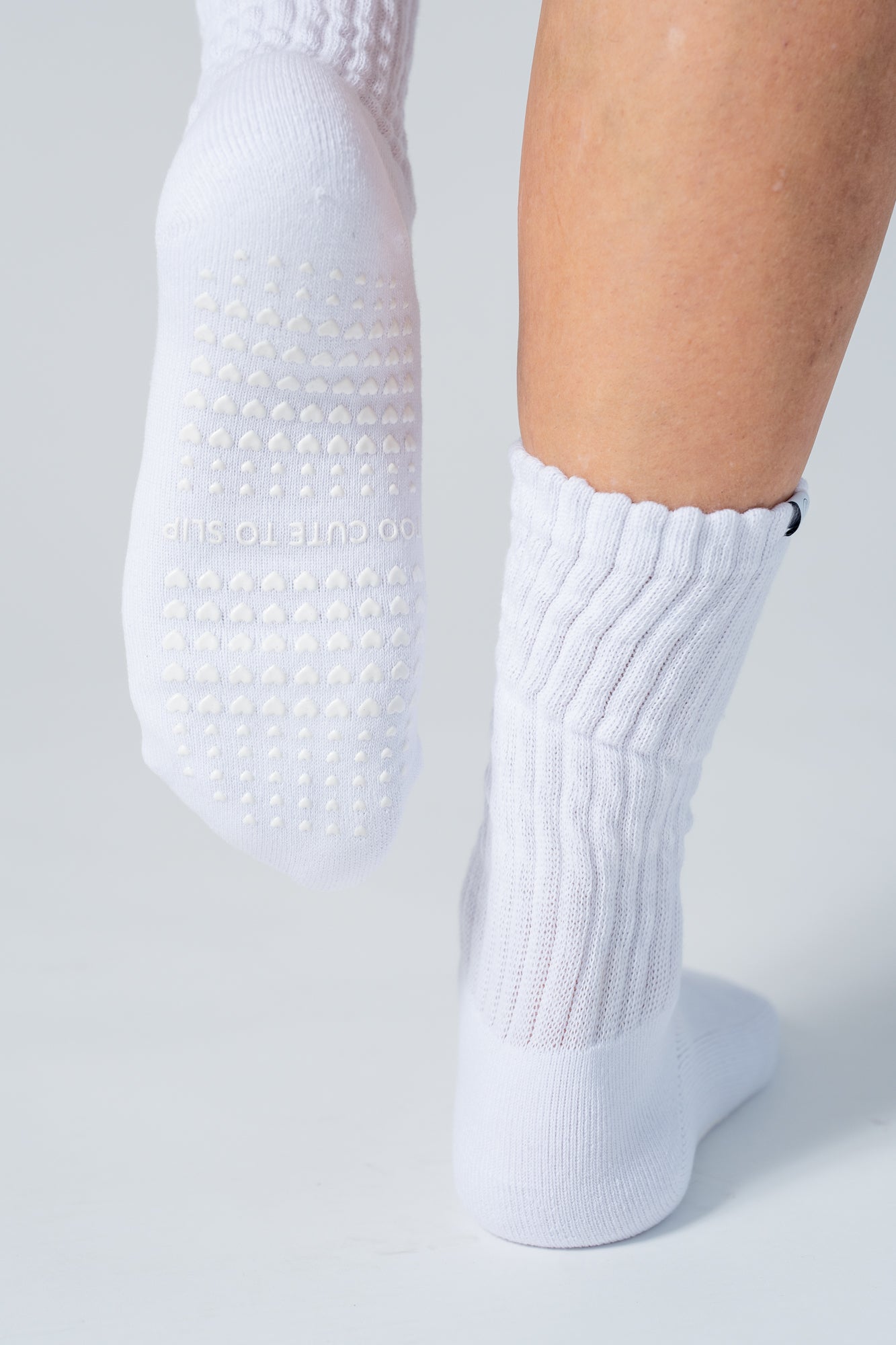 FRESHLY Scrunch Grip Socks - Too Cute To Slip with White Logo