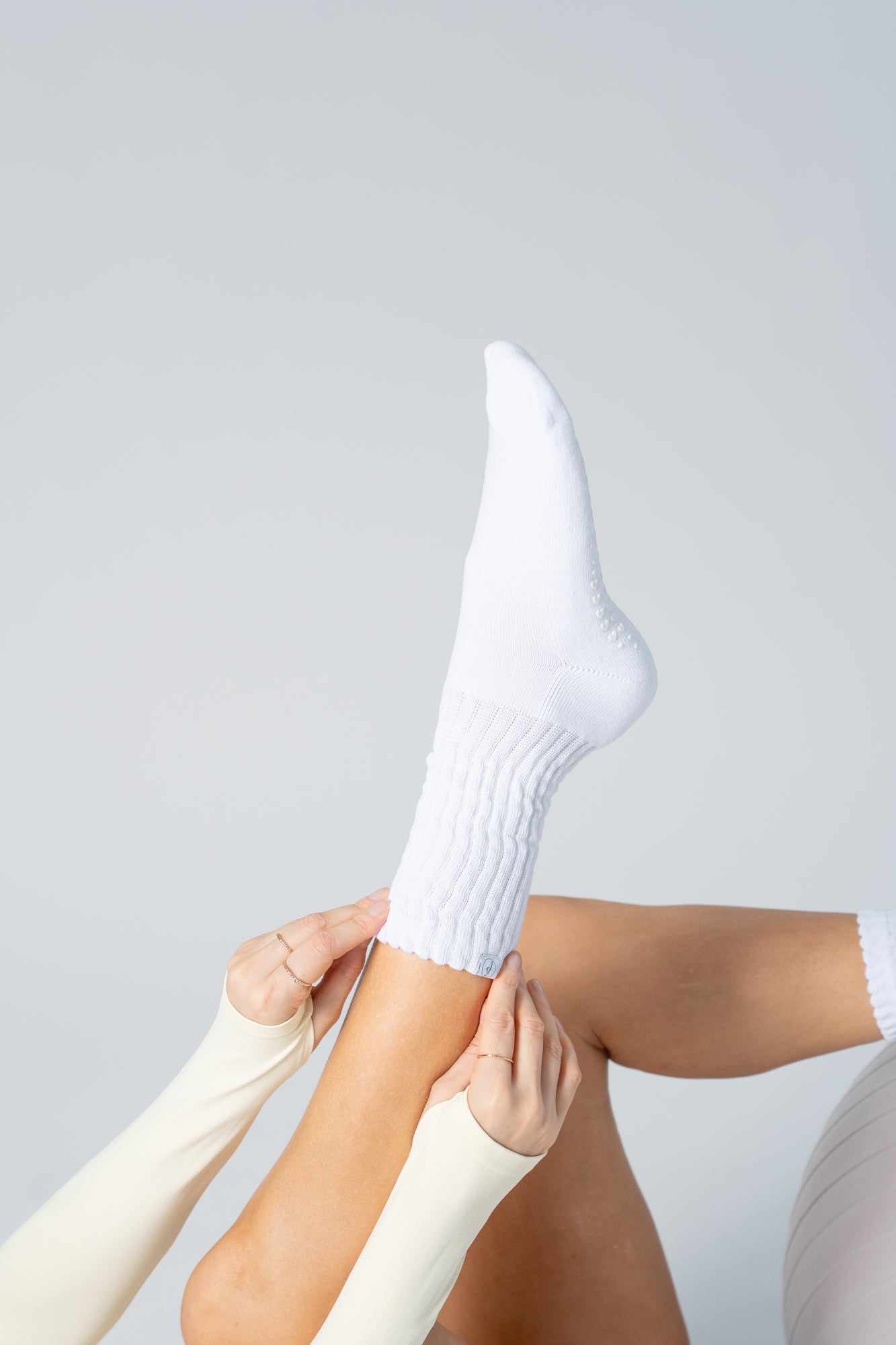 FRESHLY Scrunch Grip Socks - Too Cute To Slip with White Logo