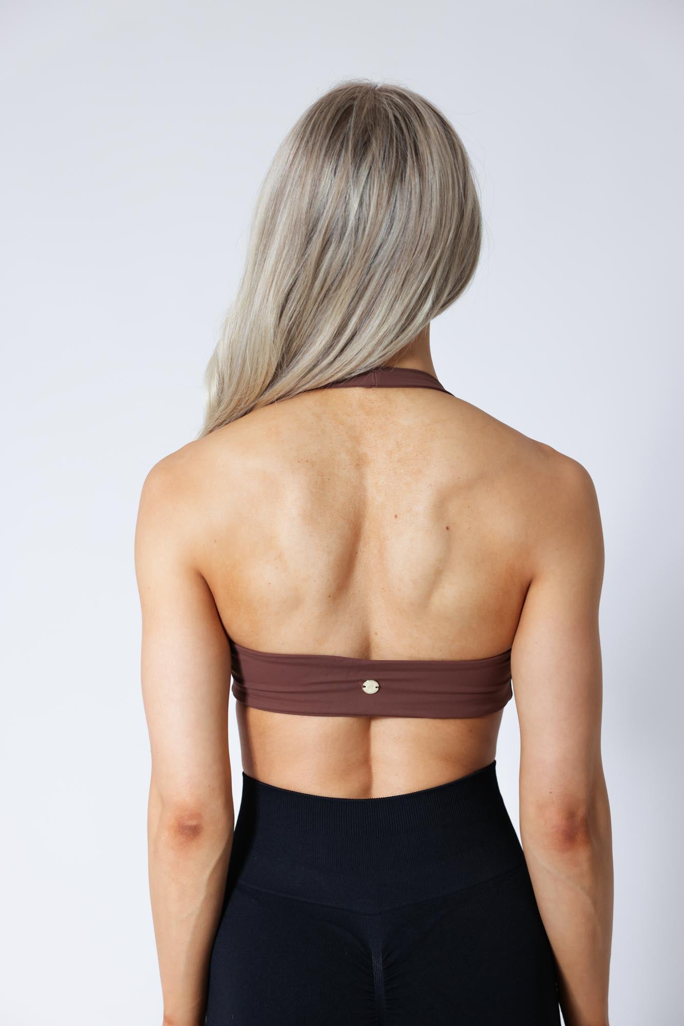 Halterneck Sports Bra - Caramel Brown