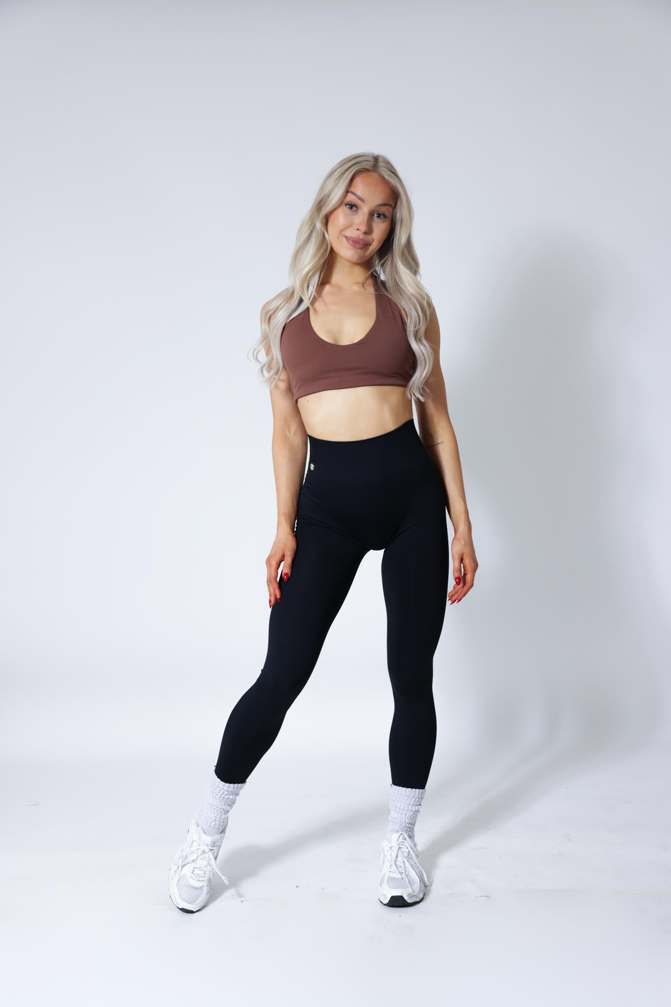 Halterneck Sports Bra - Caramel Brown