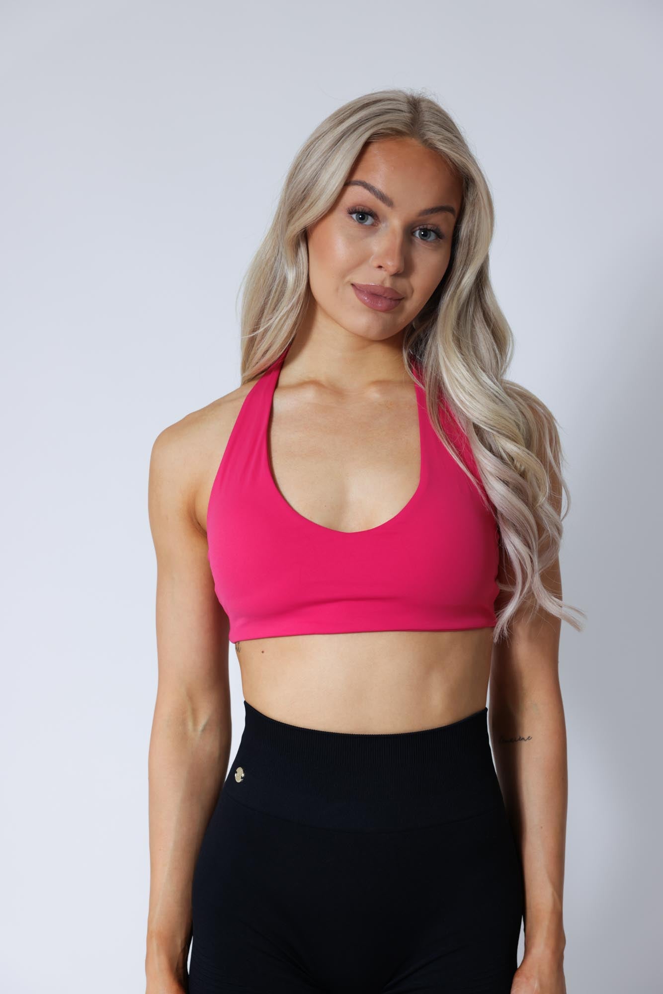 Halterneck Sports Bra - Hot Pink