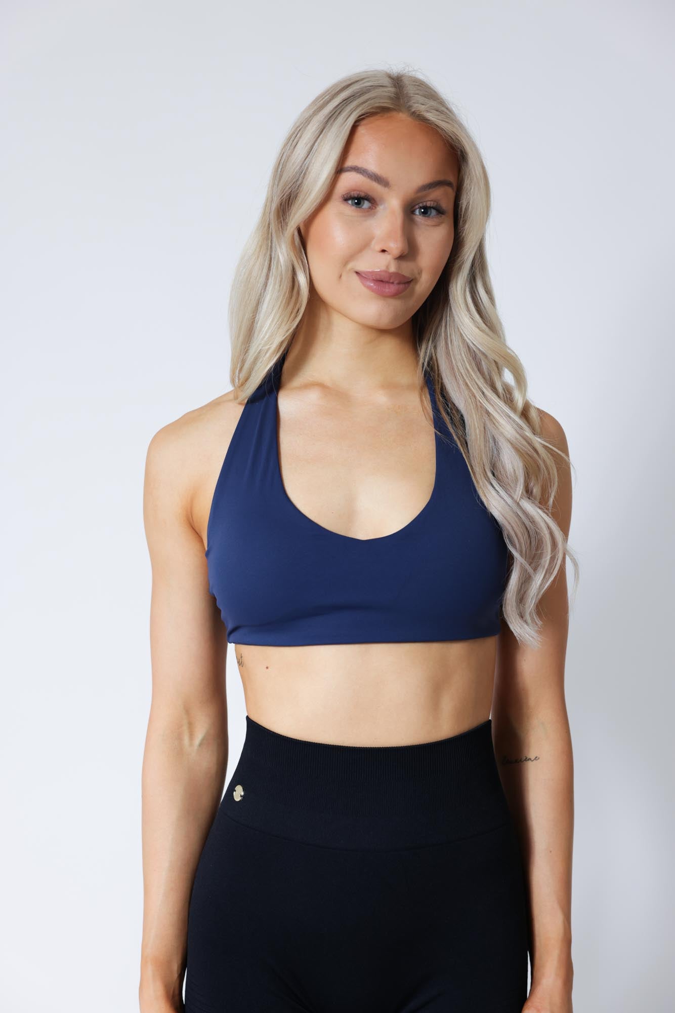 Halterneck Sports Bra - True Blue