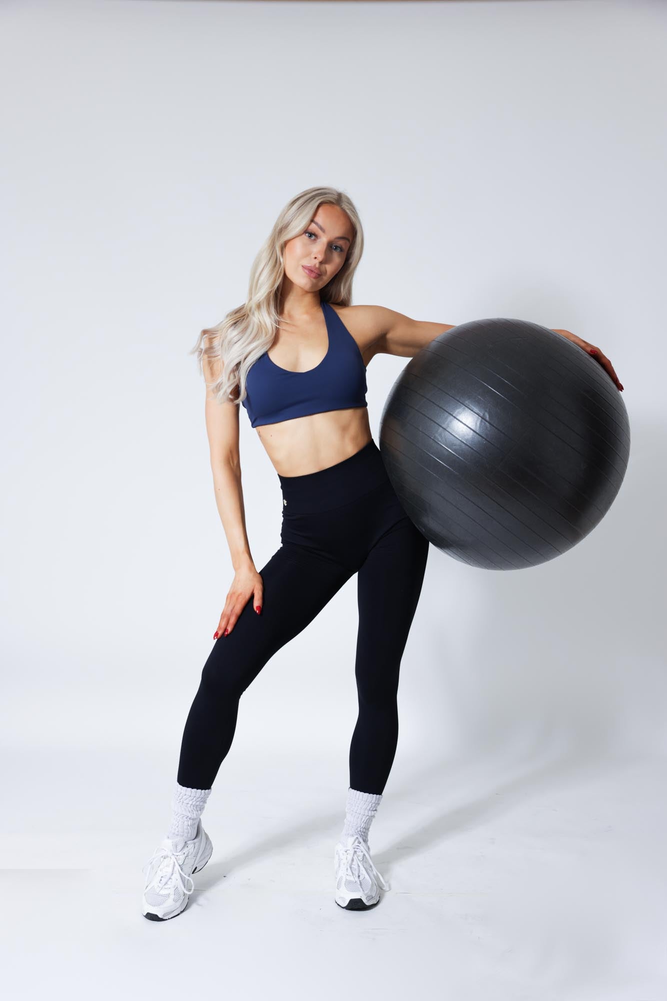Halterneck Sports Bra - True Blue