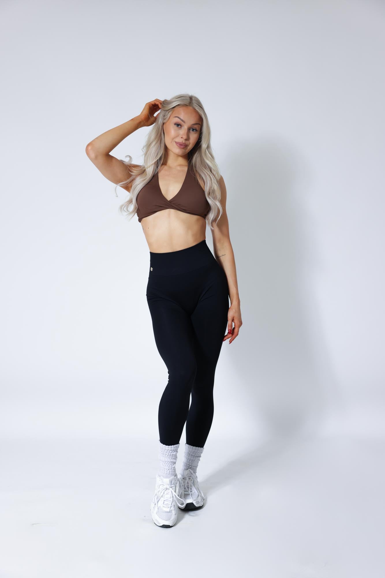 Halterneck Twist Bra -  Pecan