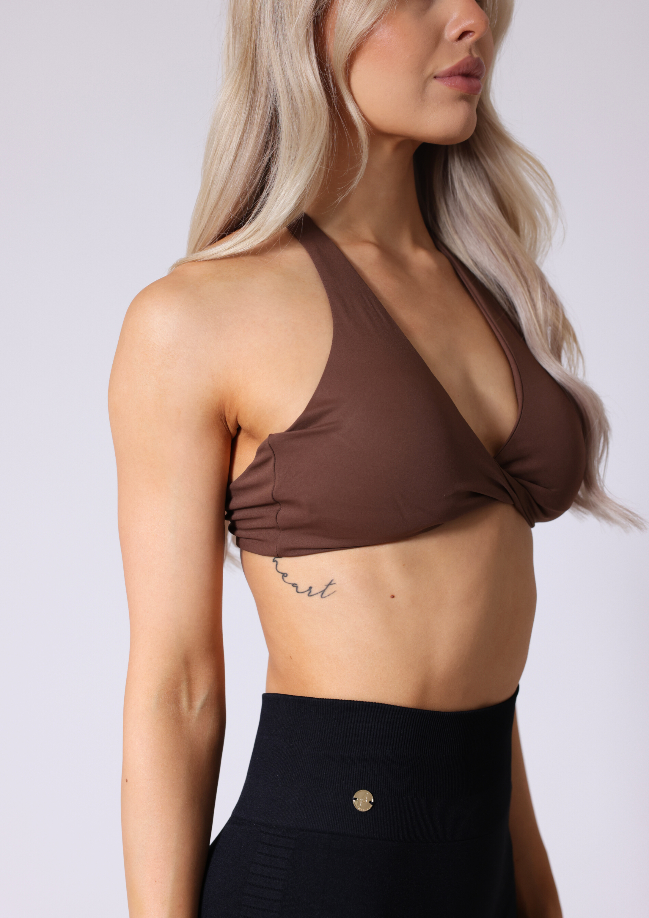 Halterneck Twist Bra -  Pecan
