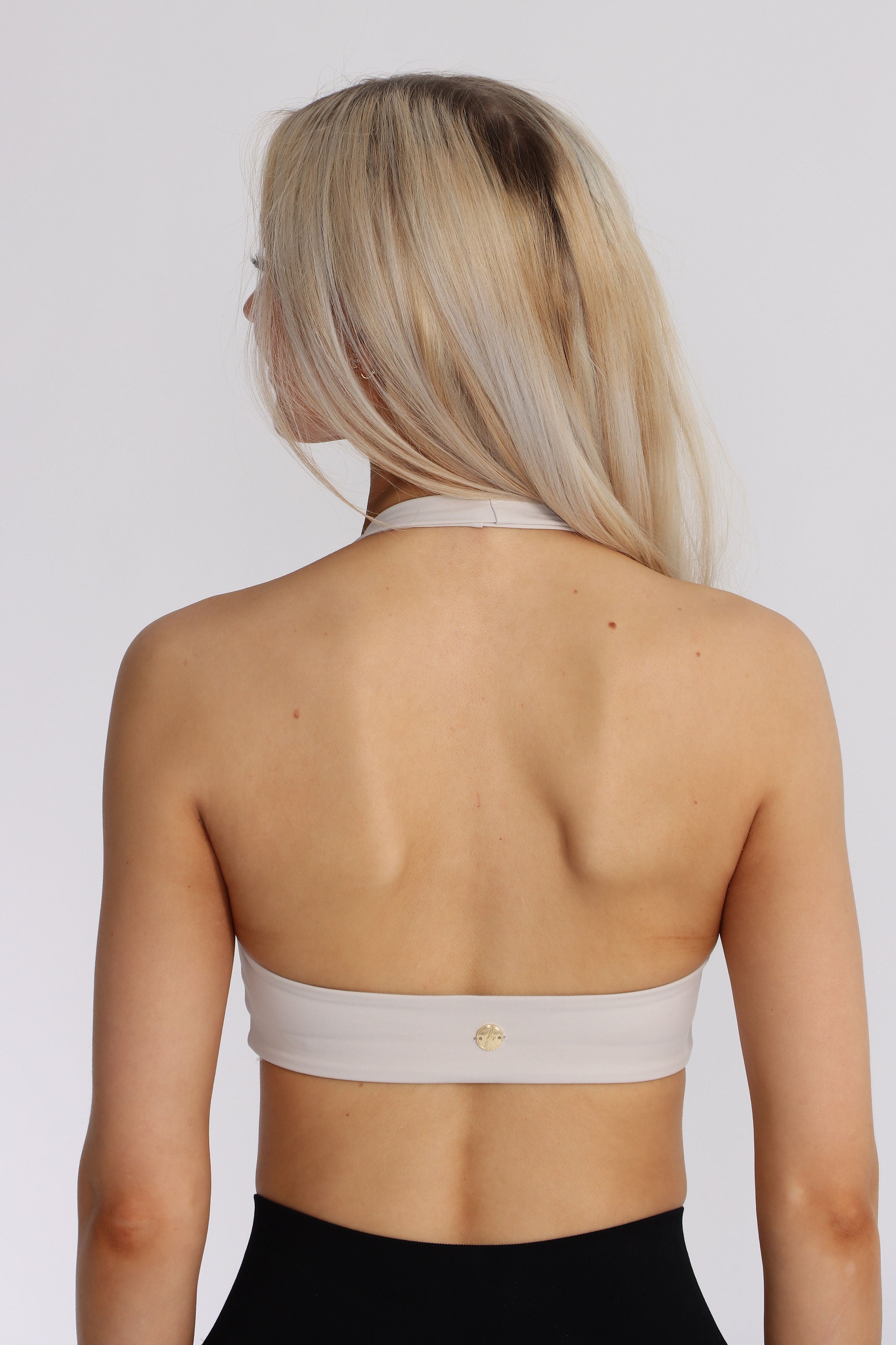 Halterneck Sports Bra - White Sand