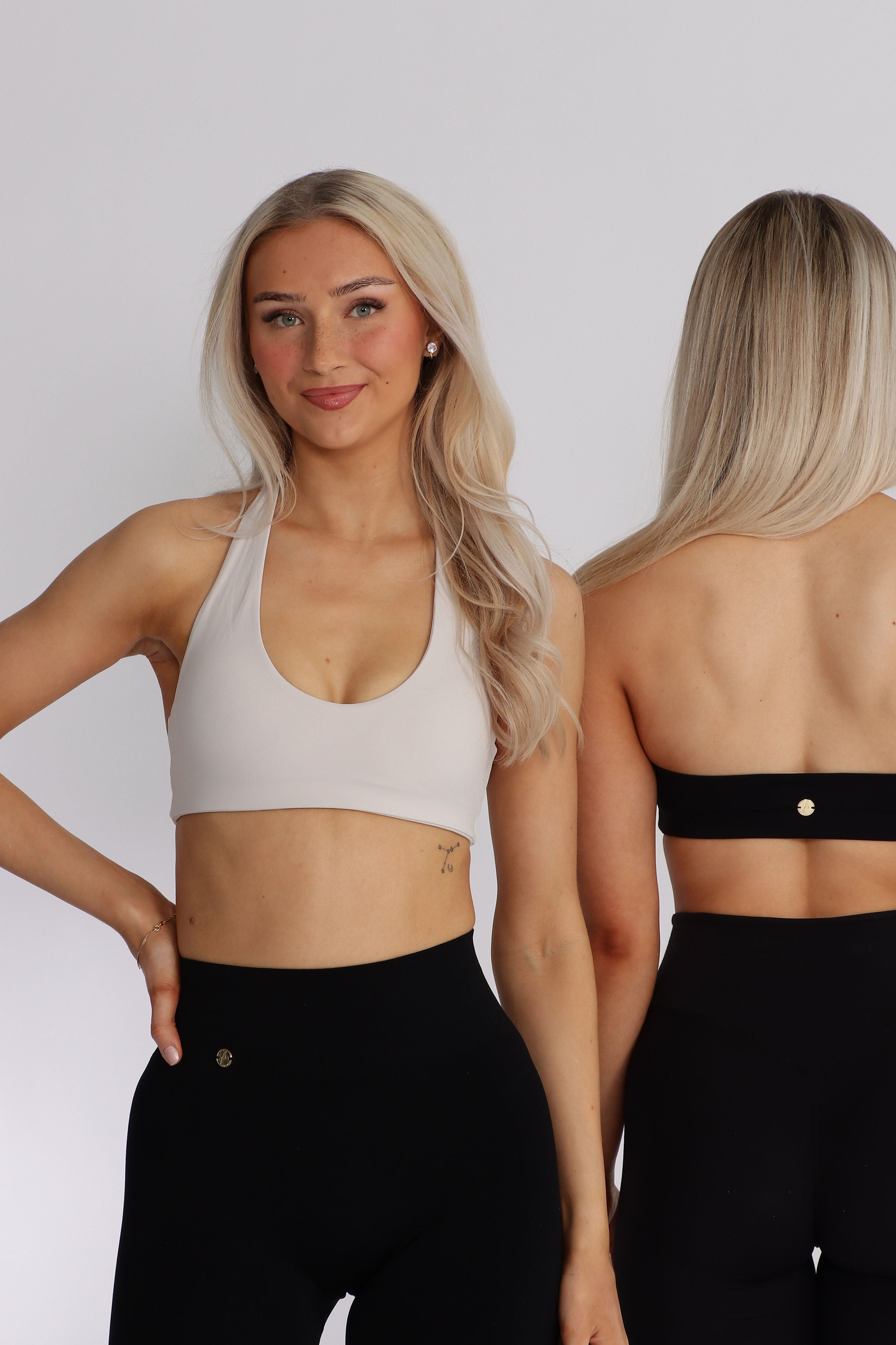 Halterneck Sports Bra - White Sand