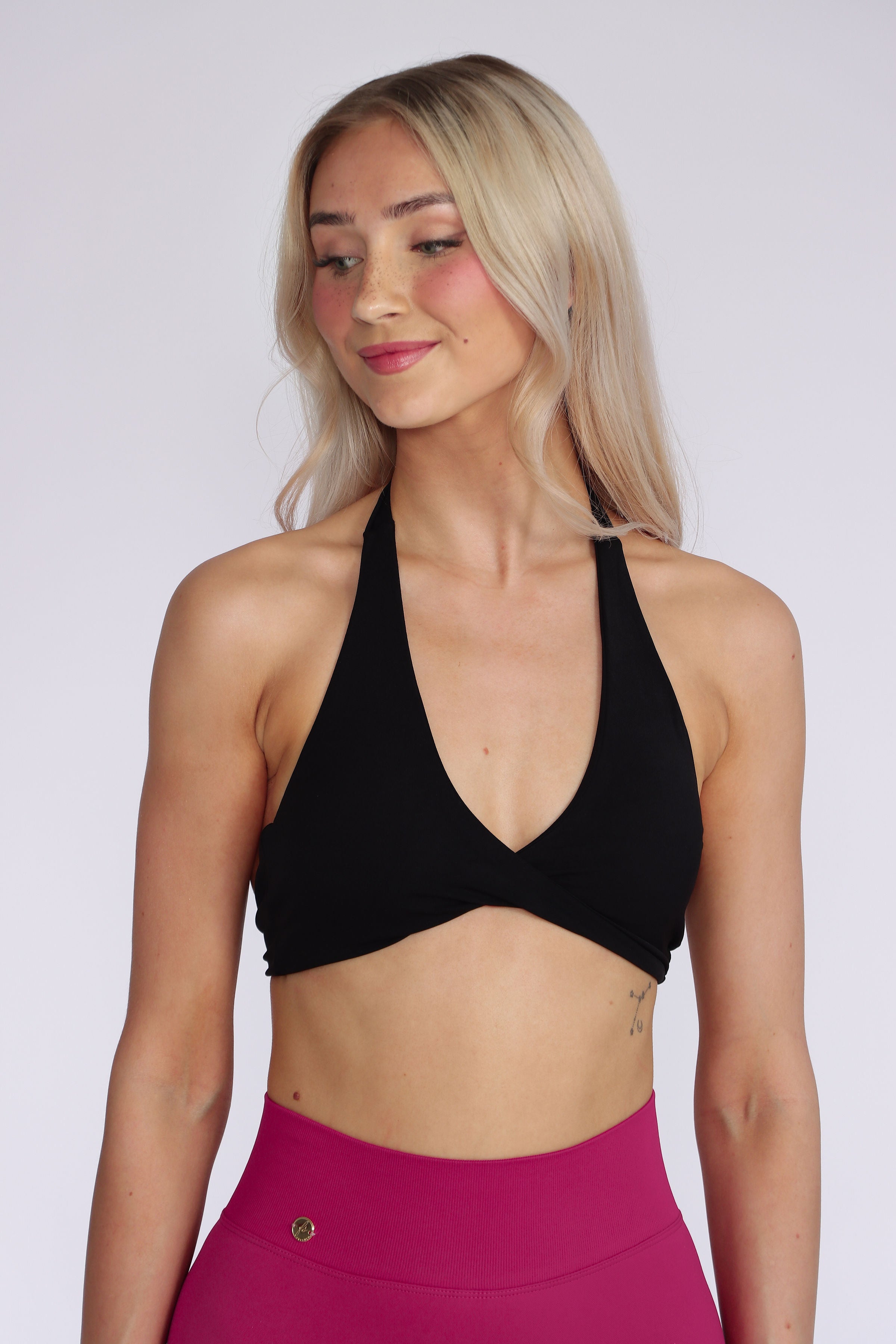 Halterneck Twist Bra - Black