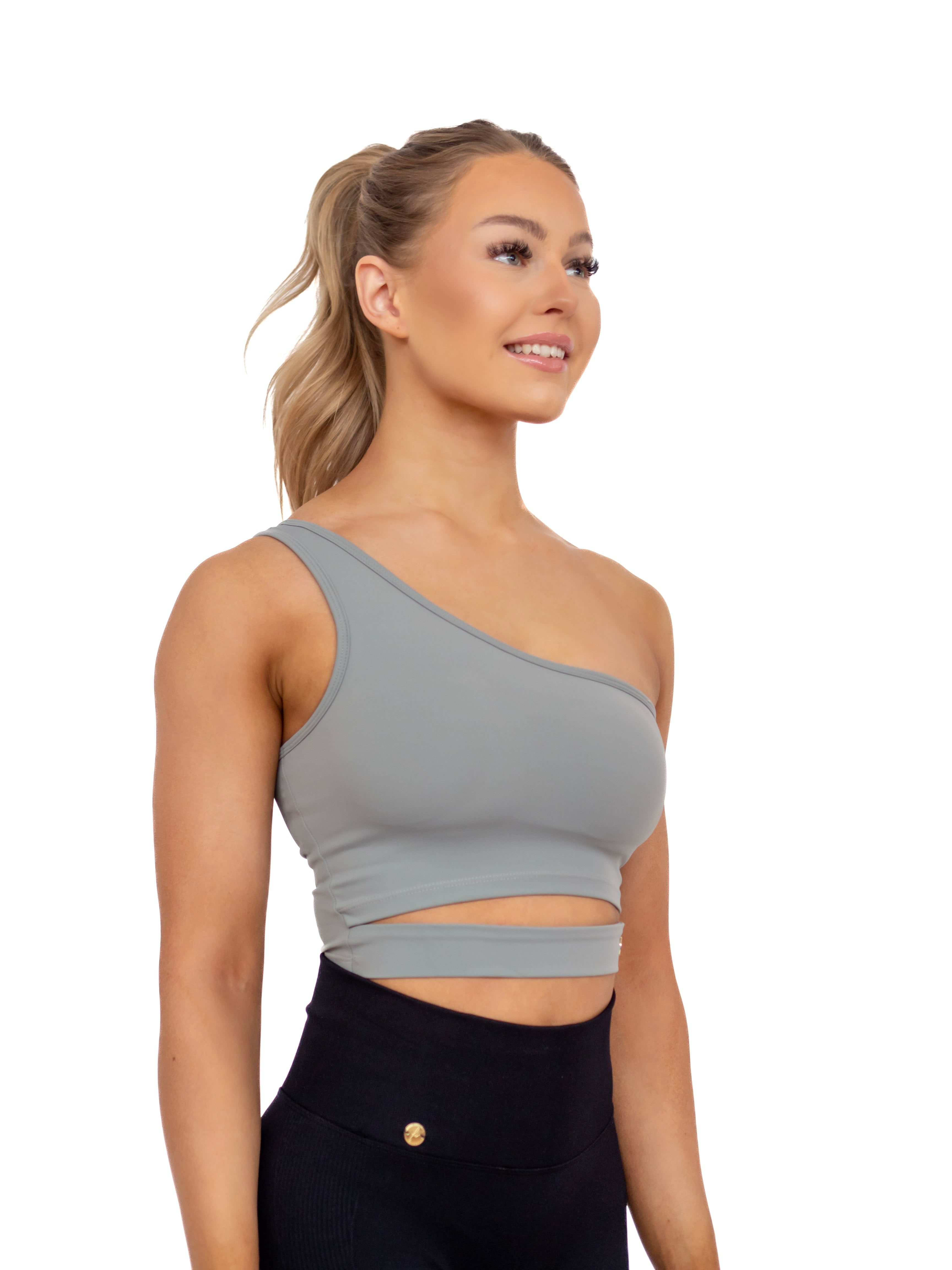 One Shoulder Top - Sage Grey